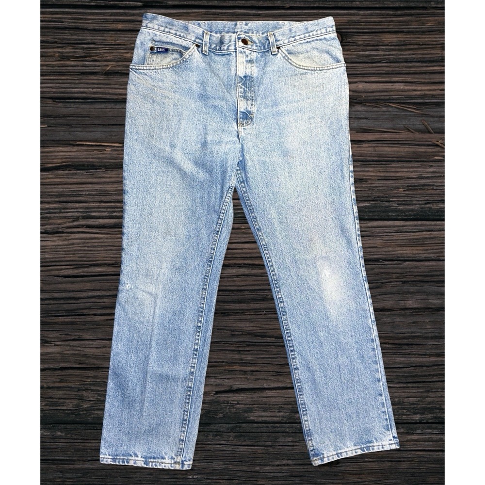 Vintage Lee Jeans 36x30 Light Wash Straight Leg Made in USA Denim